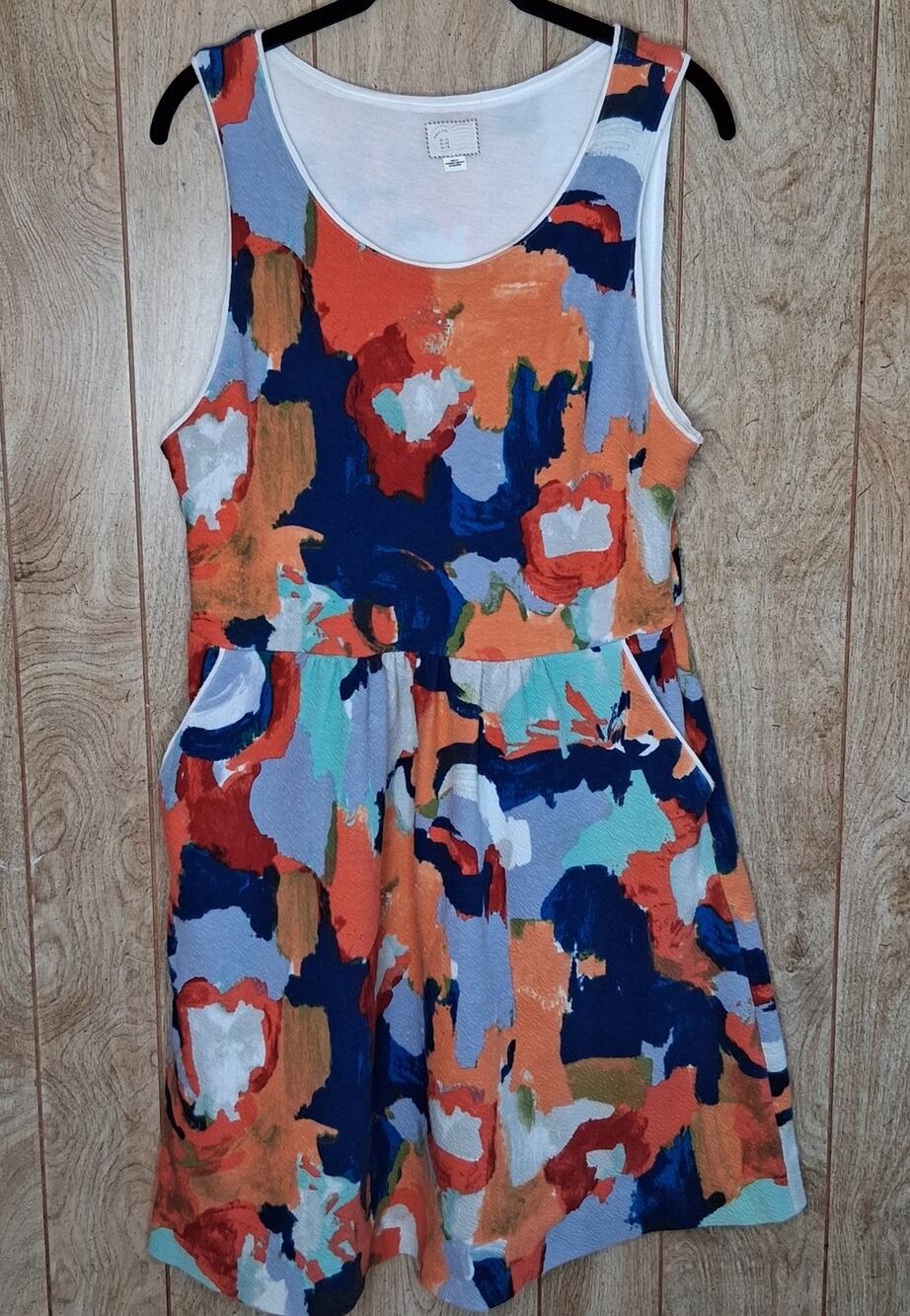 Ladies Anthropologie Postmark Sleeveless Dress Size 14 Pockets Side Zip